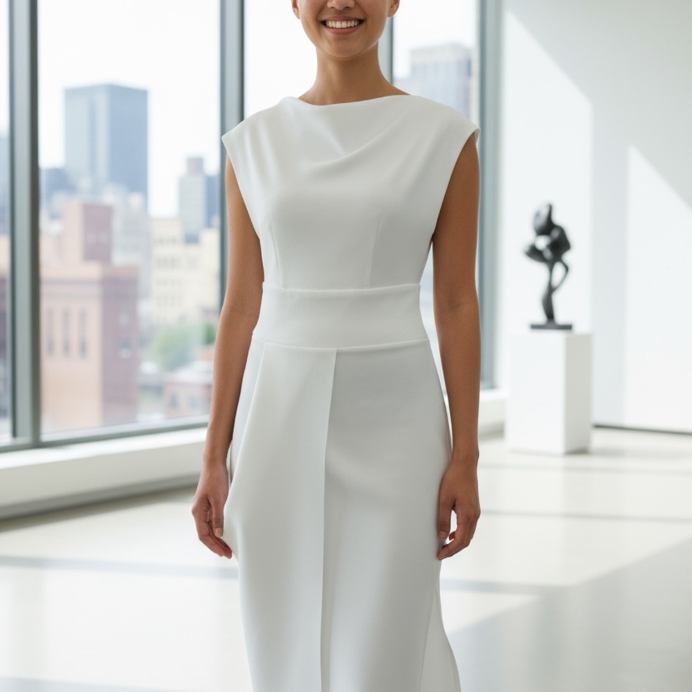 New-Never worn- Elegant White Sleeveless Dress